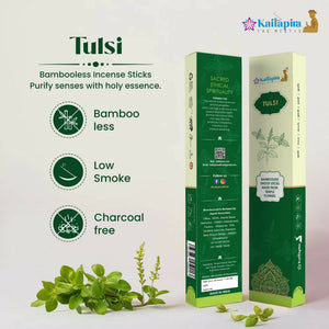 Kailapira Tulsi Incense Sticks – 8” Premium Dhoop Batti, Incense Sticks (Pack of 20) | Pack of 2 - EarthBased 