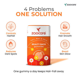 Zaocare Beauty Back Biotin Gummies For Men & Women | For Hair, Nail & Skin | Plant Based - EarthBased 