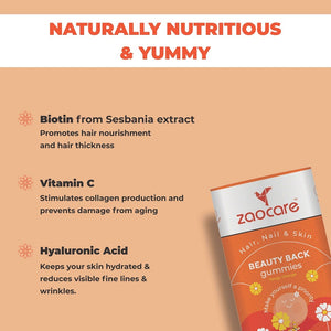 Zaocare Beauty Back Biotin Gummies For Men & Women | For Hair, Nail & Skin | Plant Based - EarthBased 