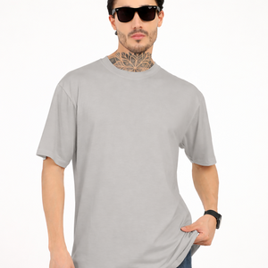 Men Oversized Plain Bamboo T-Shirt – Soft, Breathable & Sustainable | Gray - EarthBased 