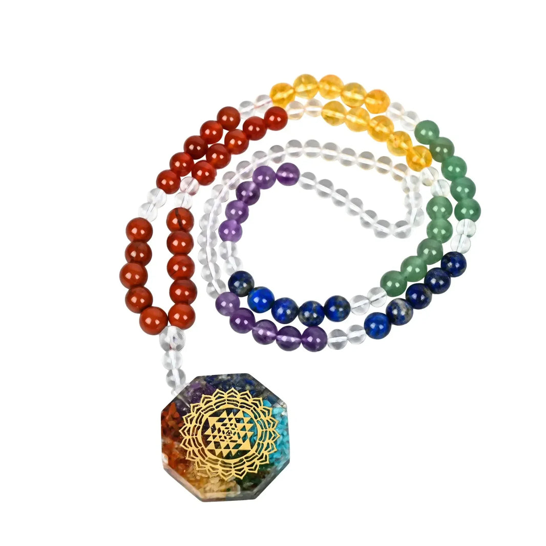 Seven Chakra Healing Crystal Certified Gemstone Mala - EarthBased 