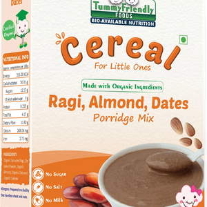 TummyFriendly Foods Sprouted Ragi, Almond, Dates Porridge Mix Cereal (200 g, 8+ Months) - EarthBased 