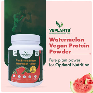Vegan Protein Powder (1KG) (Watermelon)| Muscle Growth | 26g Pea & Brown Rice Isolate| Complete Amino Acid Profile| 4.82g BCAA| Monk Fruit Extract| Multivitamins, Minerals| No Added Sugar. | Veplants - EarthBased 