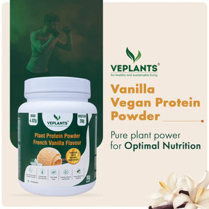 Vegan Protein Powder- 26g Pea & Brown rice Isolate, Complete Amino Acid profile, 4.82 BCAA, Monk Fruit Extract, Multivitamins and Minerals for everyday fitness & immunity, No added sugar, (Vanilla, 1Kg) | Veplants - EarthBased 