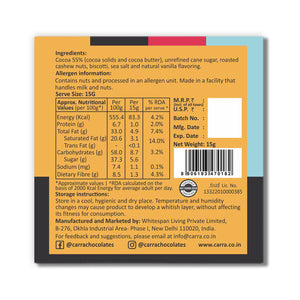 CARRA Cashews & Biscotti in 55% Dark Chocolate 15G - EarthBased 