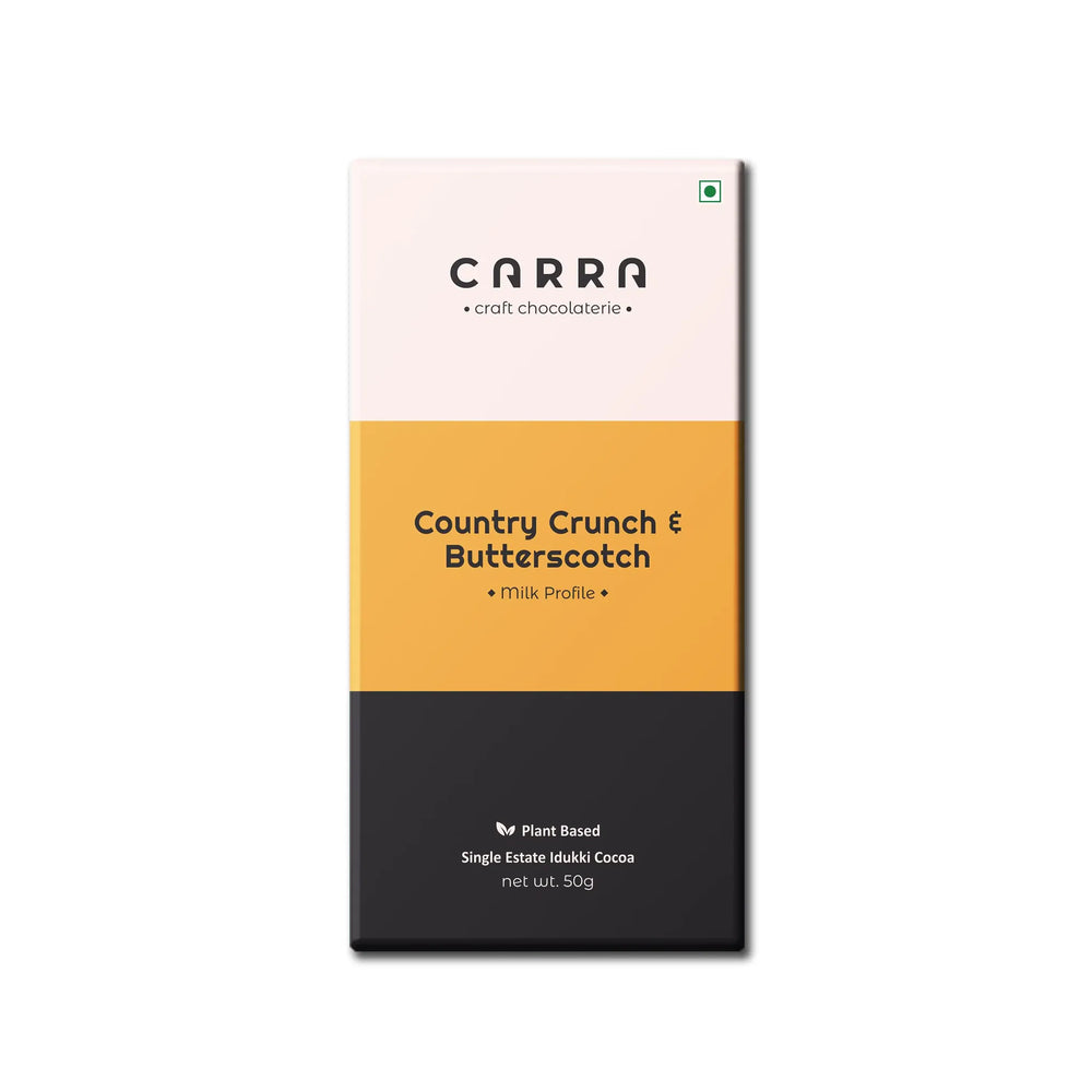 CARRA Country Crunch & Butterscotch in Plant Based Milk Chocolate 50G - EarthBased 