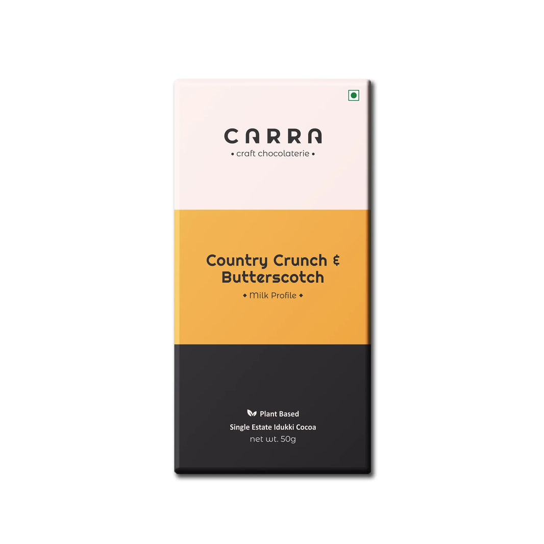CARRA Country Crunch & Butterscotch in Plant Based Milk Chocolate 50G - EarthBased 