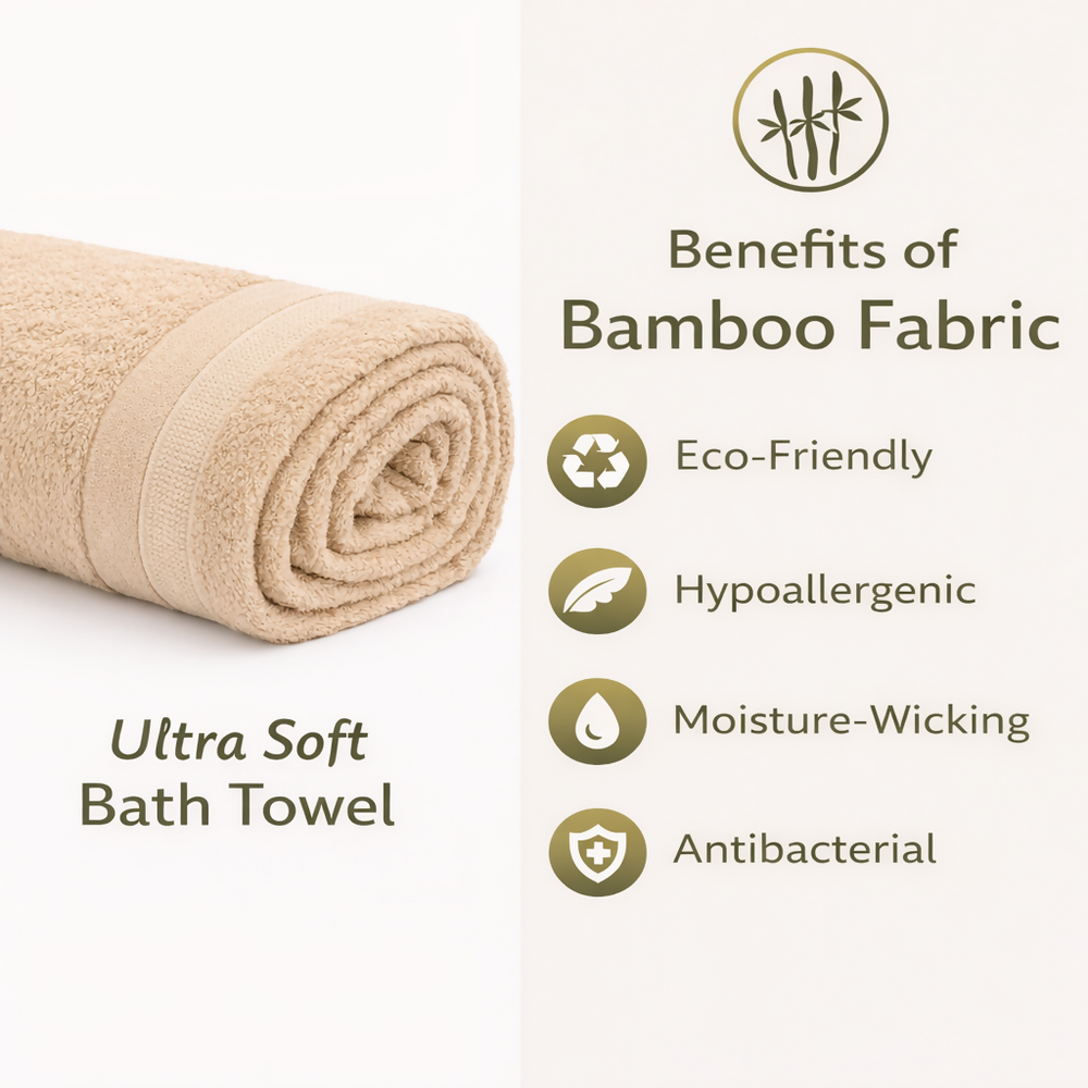 Luxuriously Soft Bamboo Bath Towel Beige - EarthBased 