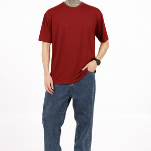 Women Oversized Bamboo Plain T-Shirt – Soft, Breathable & Sustainable | Maroon - EarthBased 