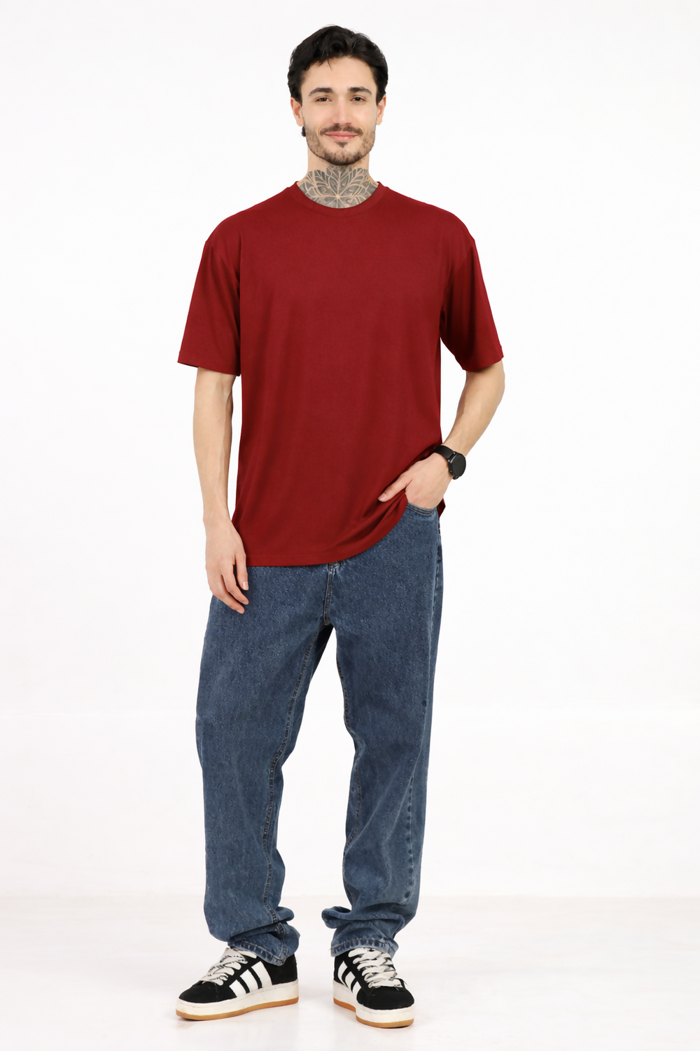 Women Oversized Bamboo Plain T-Shirt – Soft, Breathable & Sustainable | Maroon - EarthBased 