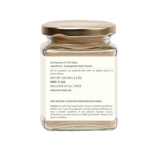 Ecotyl Ashwagandha Root Powder pack details and FSSAI information