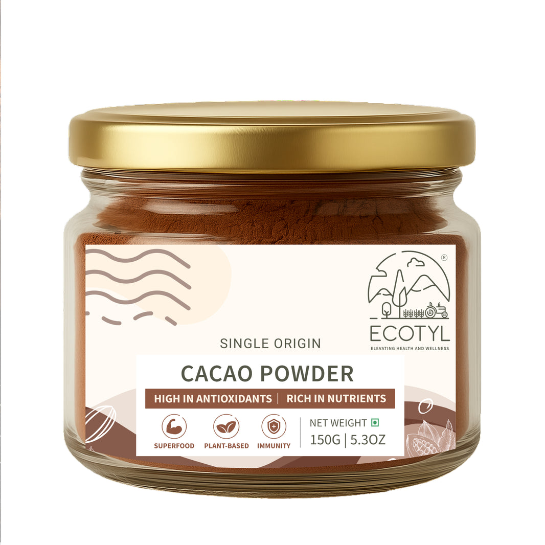Ecotyl Cacao Powder 150g jar front label