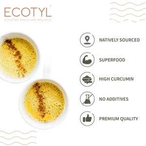 Ecotyl Lakadong Turmeric features: ethically sourced, superfood, high curcumin, no additives, premium quality