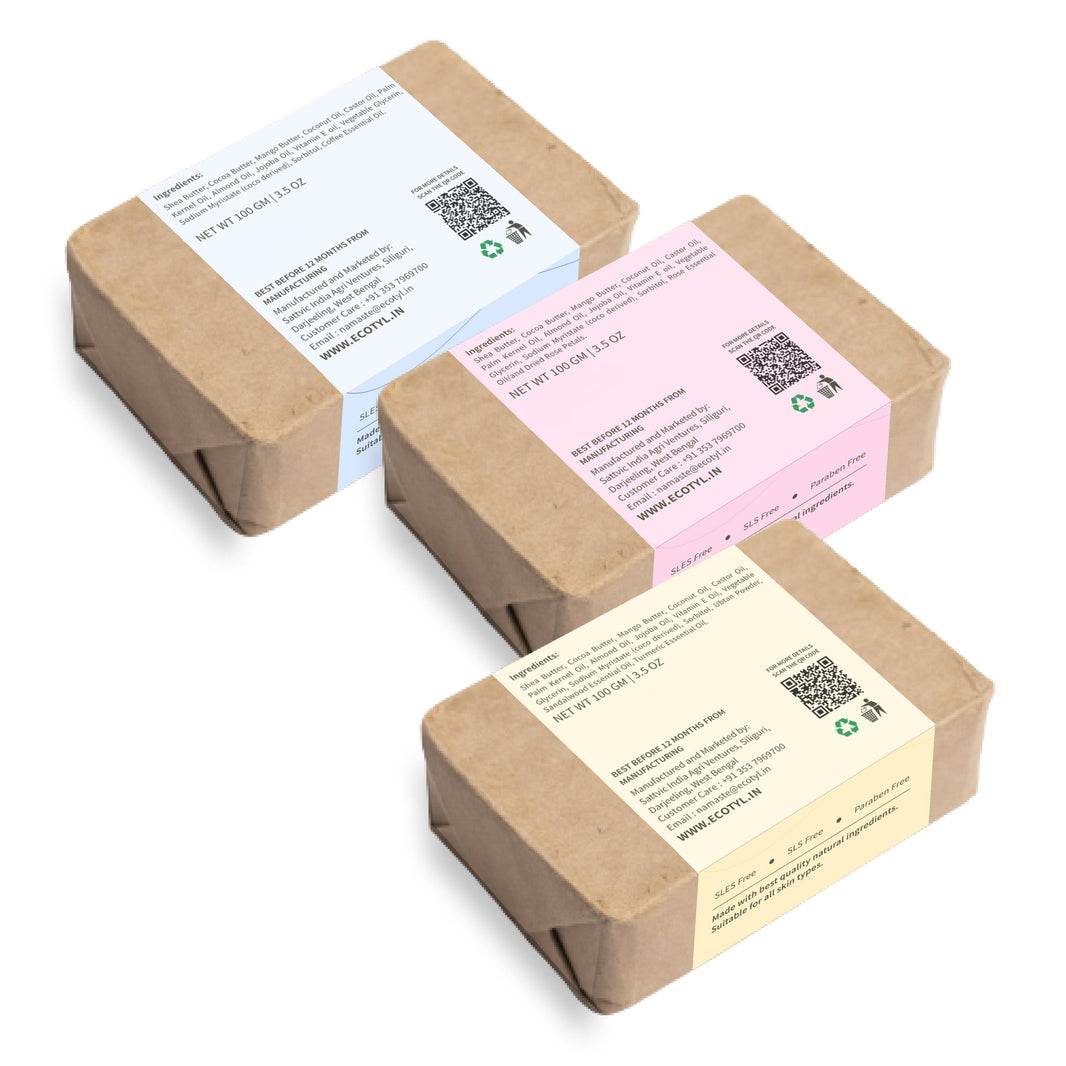 Ecotyl Shea Butter Soaps Ubtan, Rose and Coffee set of 3 packs