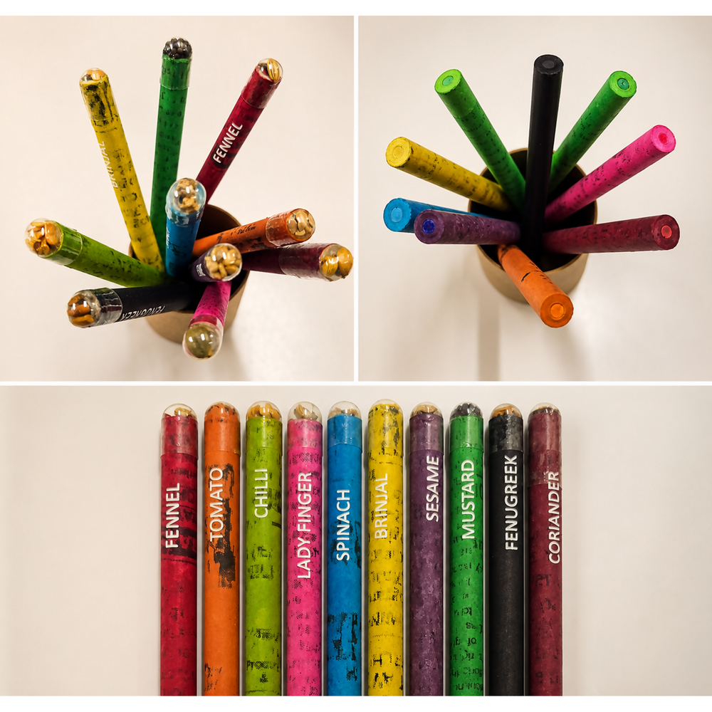 Set of plantable seed colouring pencils from ONEarth