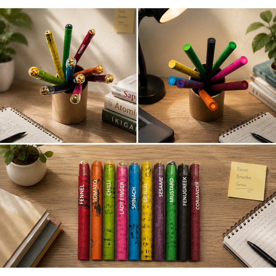 Colouring Pencils (Plantable Seed) by ONEarth, recycled paper pencils with seed capsules