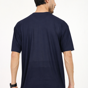 Men Oversized Plain Bamboo T-Shirt – Soft, Breathable & Sustainable | Navy - EarthBased 