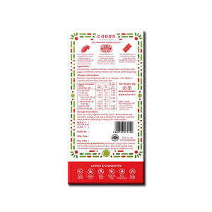 CARRA Lemon & Cranberries in Plant Based White Chocolate 50G - EarthBased 