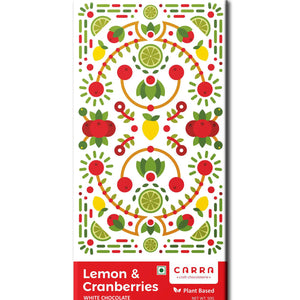 CARRA Lemon & Cranberries in Plant Based White Chocolate 50G - EarthBased 