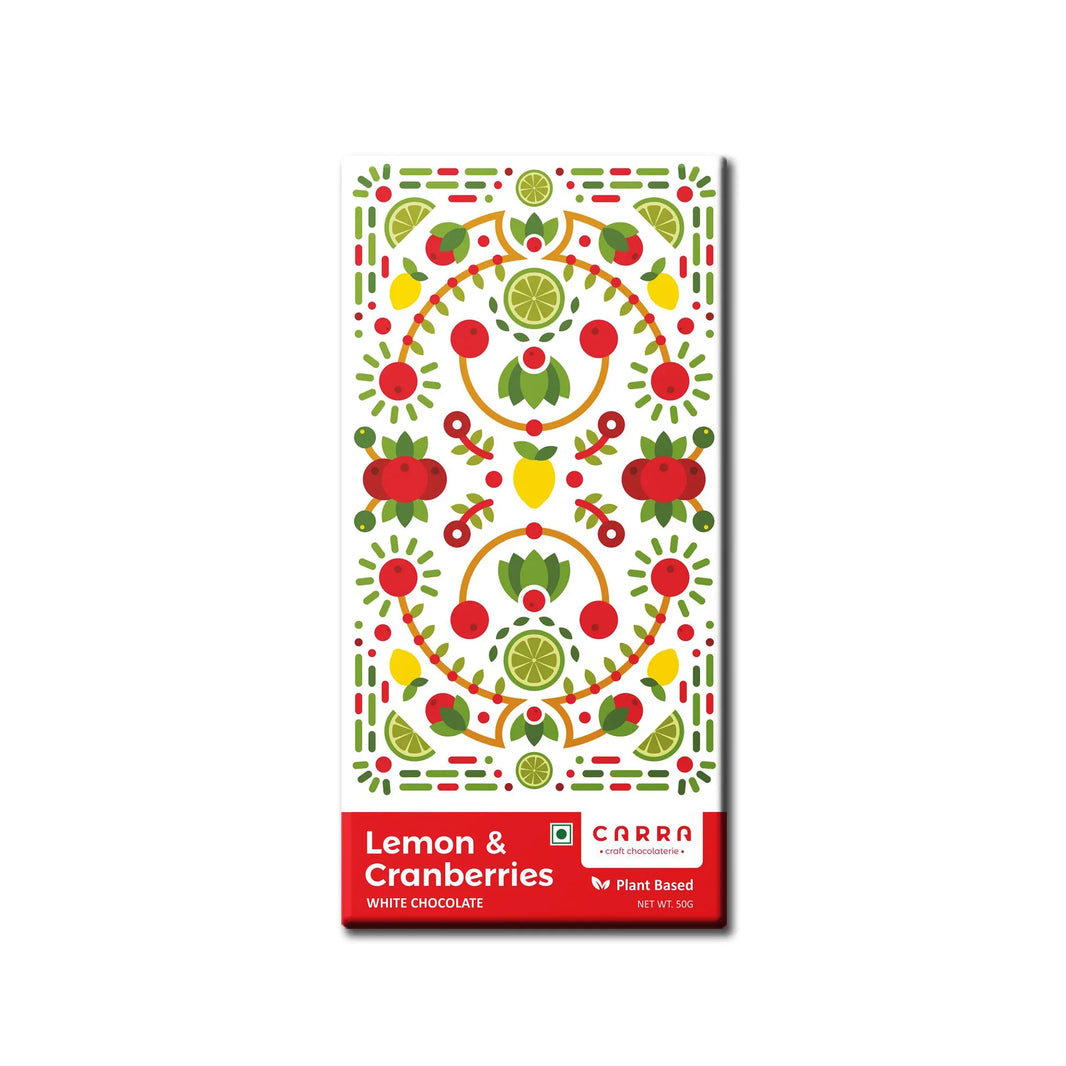 CARRA Lemon & Cranberries in Plant Based White Chocolate 50G - EarthBased 