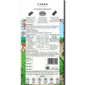 CARRA Mint in 70% Dark Chocolate 50G - EarthBased 