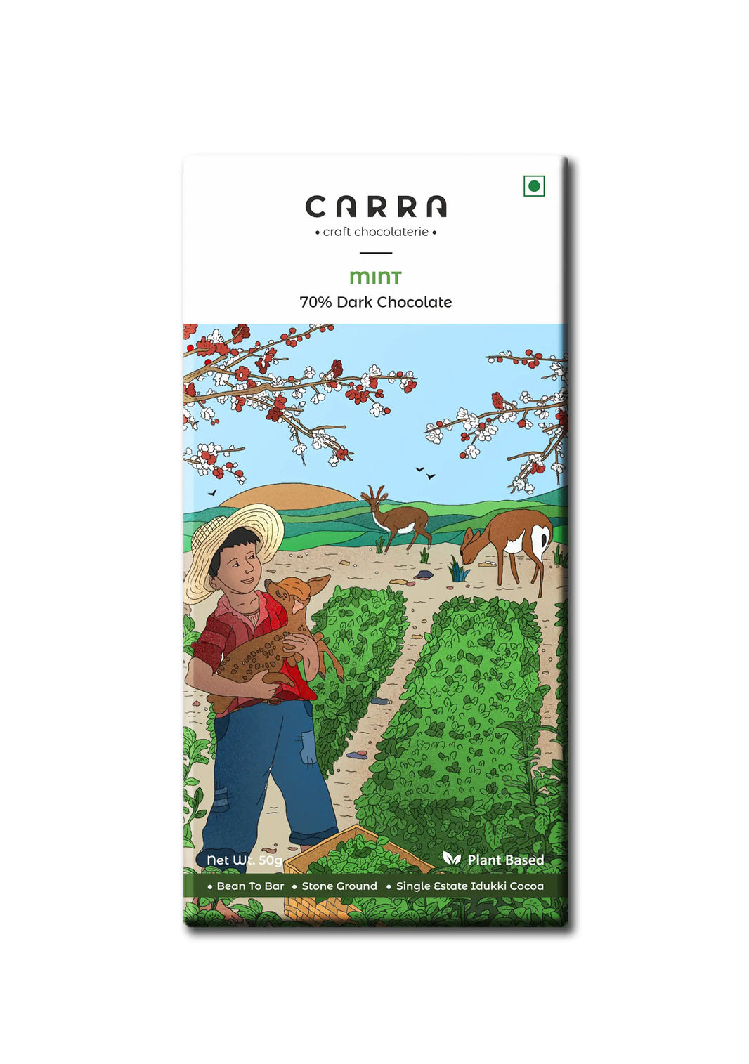 CARRA Mint in 70% Dark Chocolate 50G - EarthBased 