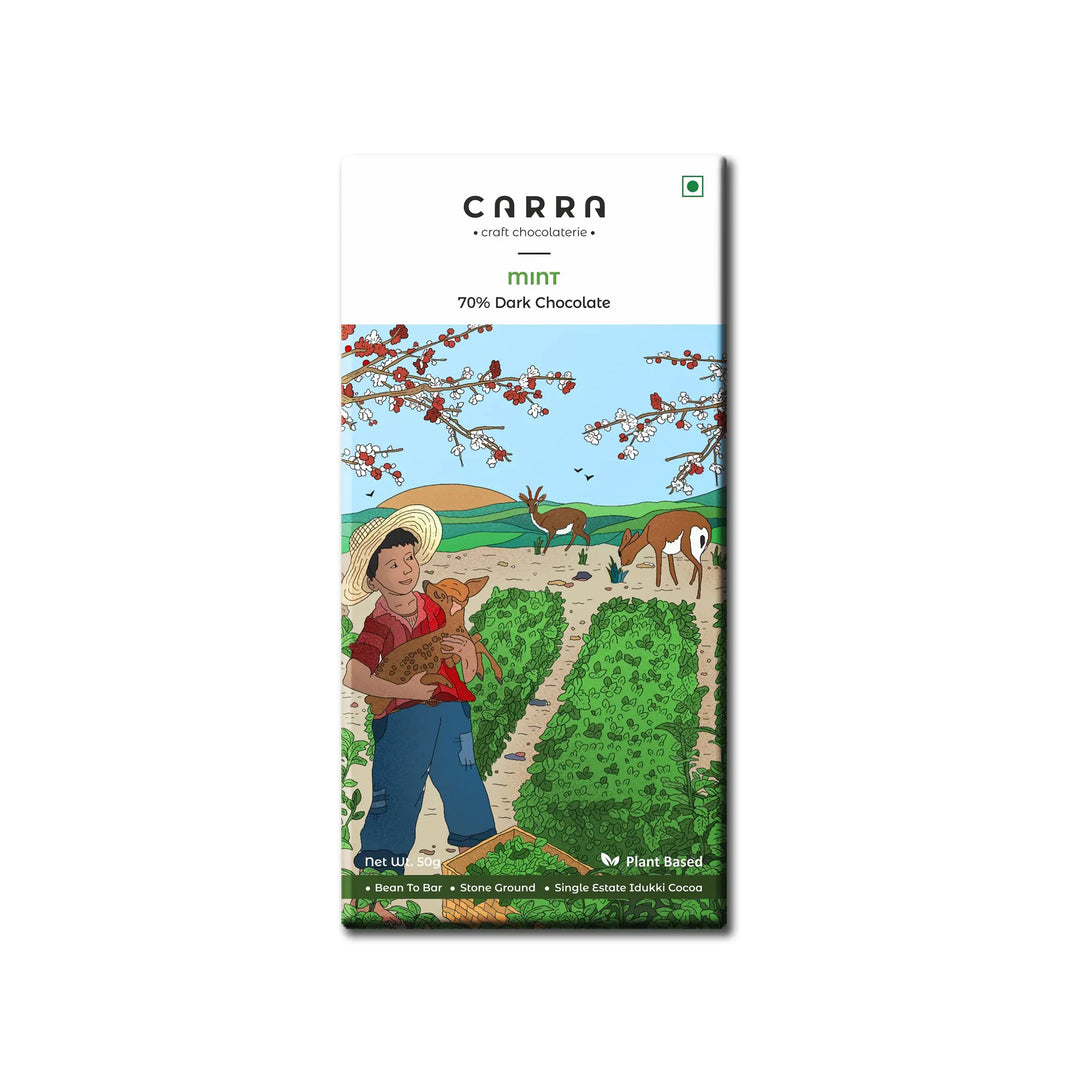 CARRA Mint in 70% Dark Chocolate 50G - EarthBased 