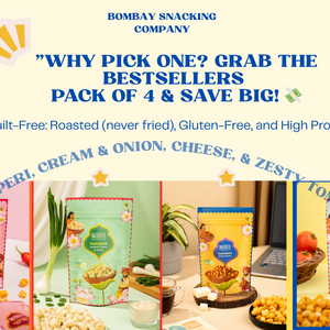 Bombay Snacking Co. 4 flavor Foxnuts ( Packs of 4) – Roasted Healthy Snack | Gluten-Free & Low Calorie - EarthBased 