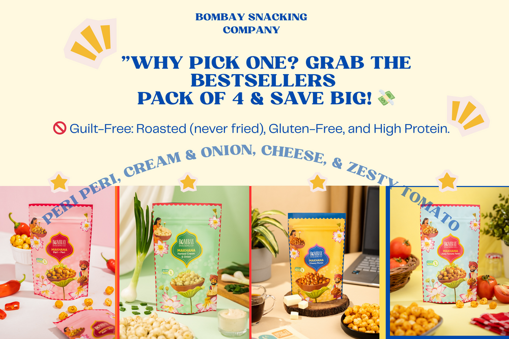 Bombay Snacking Co. 4 flavor Foxnuts ( Packs of 4) – Roasted Healthy Snack | Gluten-Free & Low Calorie - EarthBased 
