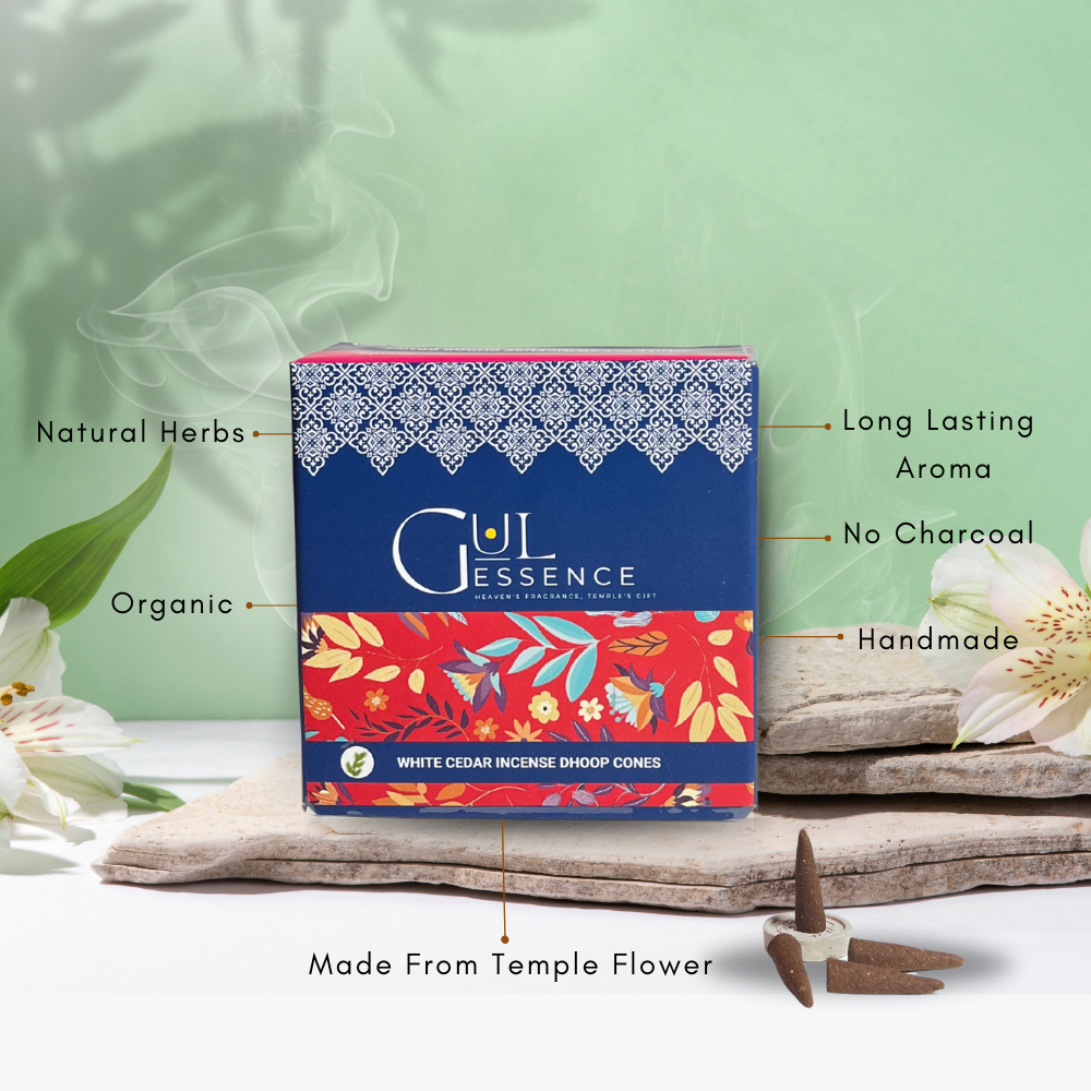 White Cedar Dhoop Cones | Made from Temple Flower | Gulessence - EarthBased 