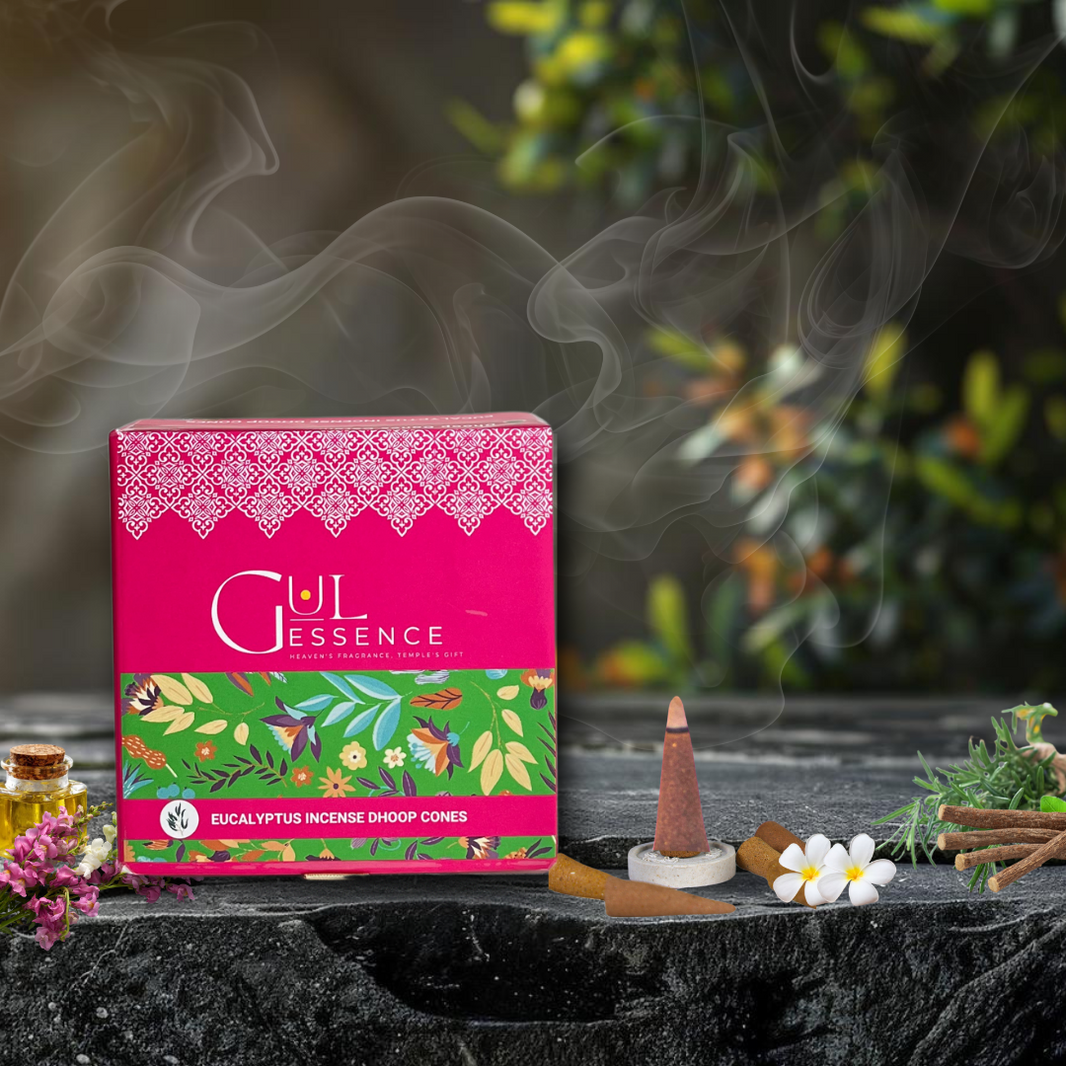 Eucalyptus Dhoop Cones | Made from Temple Flower | Gulessence - EarthBased 
