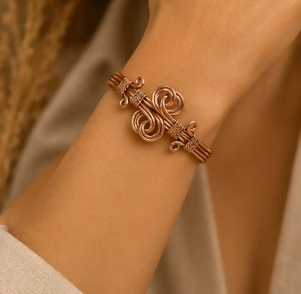 Designer Copper 8 Kada for Women – Beautifully Carved Ayurvedic Copper Bracelet