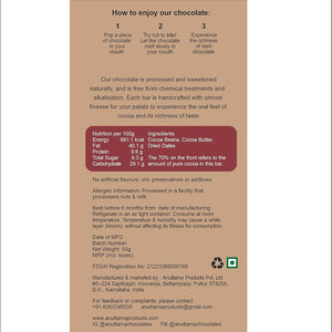 ANUTTAMA Dark Chocolate (50g x 2) Combo of Dates | Handmade Natural Chocolate Bar | Dark Chocolate Bar|Chocolate for Gift |No Artificial Flavours & Colors - EarthBased 