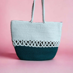 Cream & Brown lines Tote bag - EarthBased 