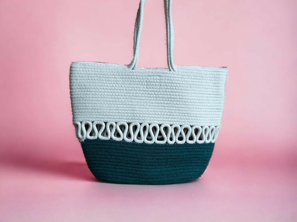 Cream & Brown lines Tote bag - EarthBased 