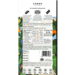 CARRA Orange in 70% Dark Chocolate 50G - EarthBased 