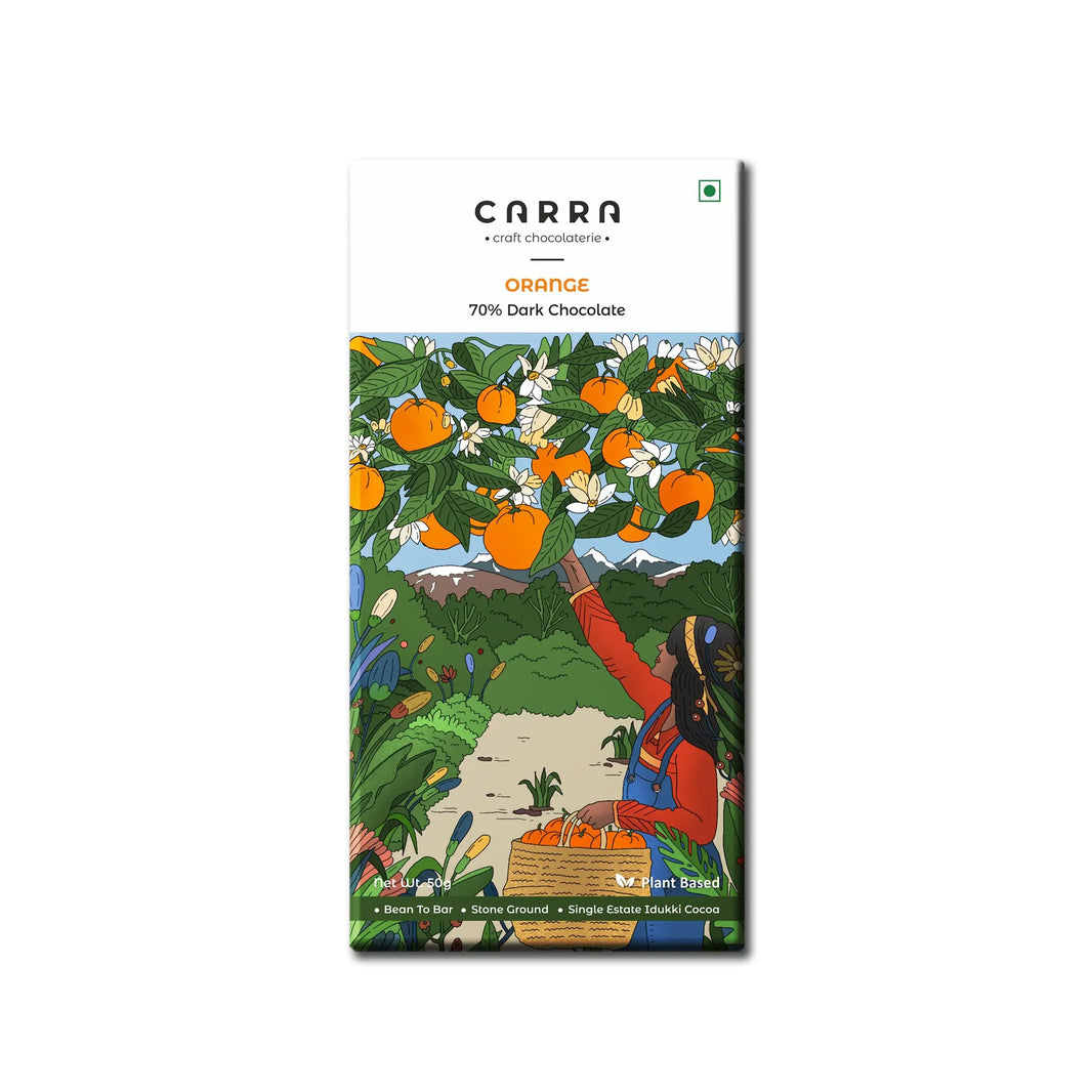 CARRA Orange in 70% Dark Chocolate 50G - EarthBased 