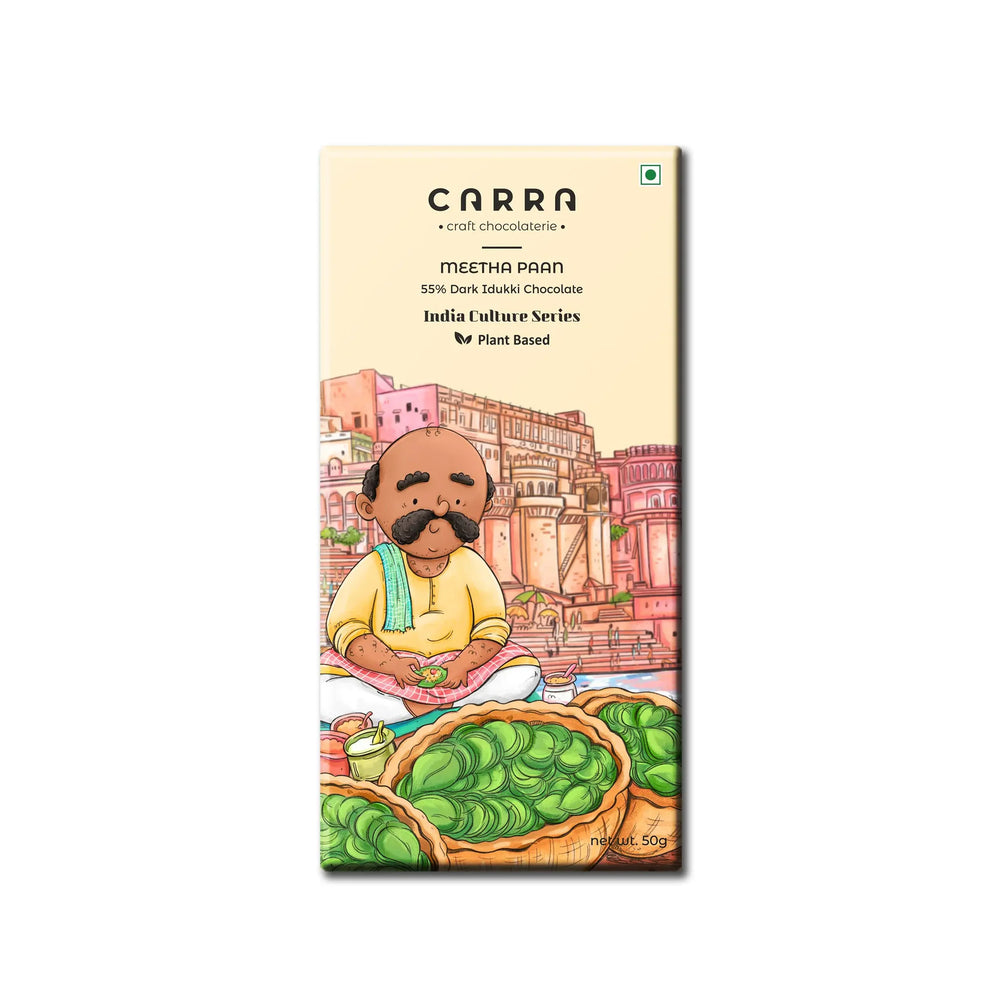 CARRA Meetha Paan in 55% Dark Chocolate 50G - EarthBased 