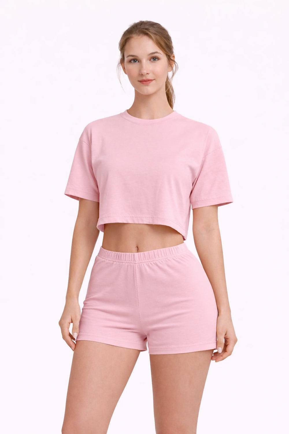 Bamboo Fabric Mid Rise Shorts | Beige and Mauve | Pack of 2 - EarthBased 