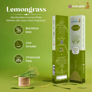Kailapira Lemongrass Incense Sticks – 8” Premium Dhoop Batti, Incense Sticks (Pack of 20) | Pack of 2 - EarthBased 