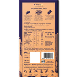 CARRA Rock Salt & Roasted Almonds in 70% Dark Chocolate 50G - EarthBased 