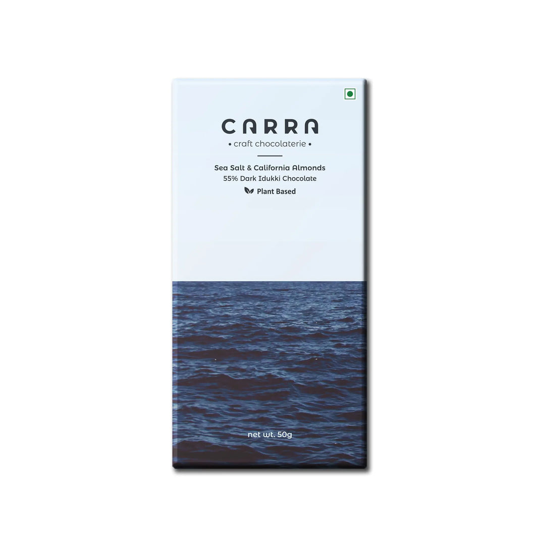 CARRA Sea Salt & California Almonds in 55% Dark Chocolate 50G - EarthBased 