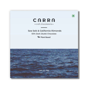 CARRA Sea Salt & California Almonds in 55% Dark Chocolate 15G - EarthBased 