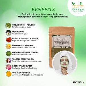 Daivik Moringa Skin Elixir | 100% Natural | Pigmentation & Blemish Removal, Anti Acne, Tan Removal | 50 g - EarthBased 
