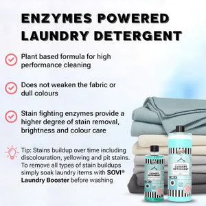 SOVI® ENZYMES POWERED LIQUID LAUNDRY DETERGENT, COLOUR SAFE, FABRIC SAFE, BABY SAFE, PET SAFE, CONVENTRATED LIQUID ( 5L ) - EarthBased 