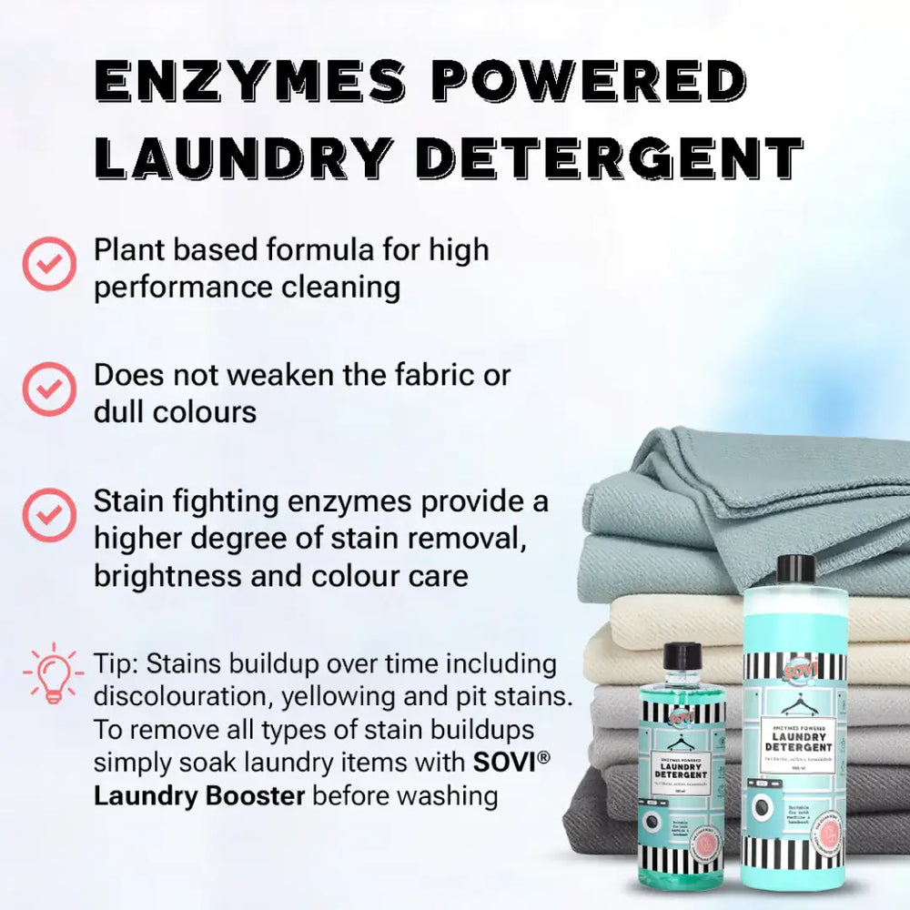 SOVI® ENZYMES POWERED LIQUID LAUNDRY DETERGENT, COLOUR SAFE, FABRIC SAFE, BABY SAFE, PET SAFE, CONVENTRATED LIQUID ( 5L ) - EarthBased 