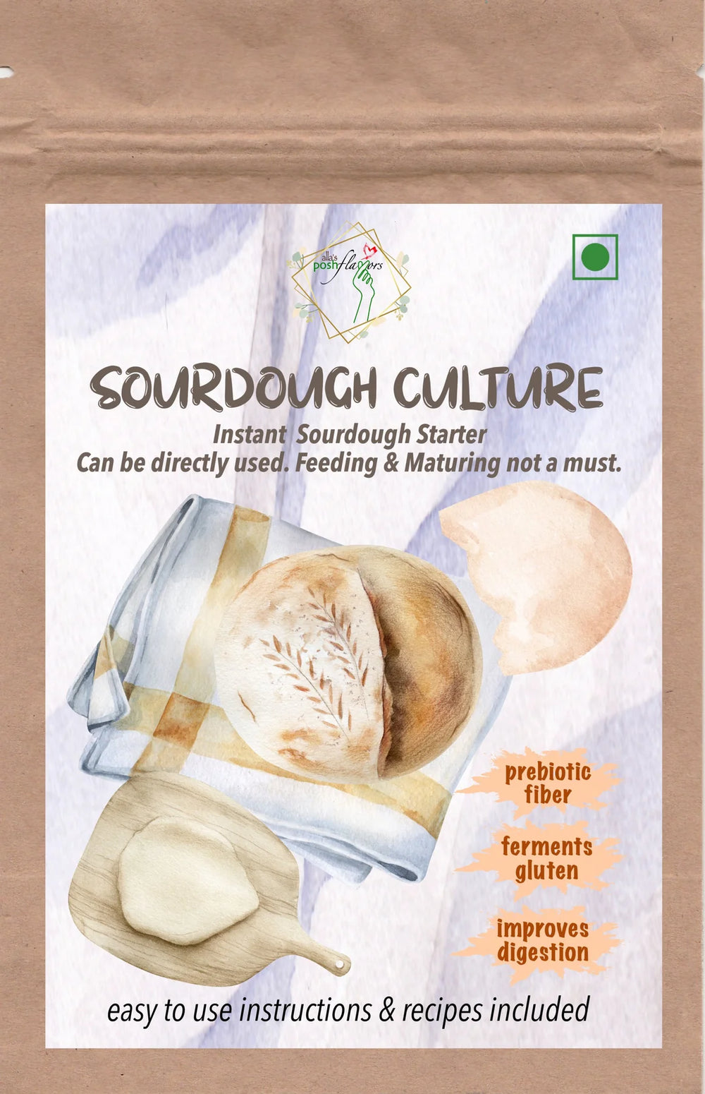 Sourdough Starter Culture | Active | Instant | Aromatic | All-Natural | Easy-to-Use Instructions Included | Posh Flavors - EarthBased 