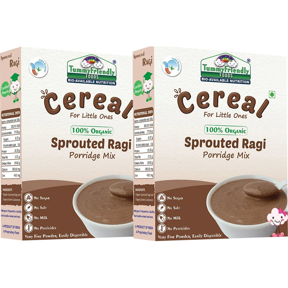 TummyFriendly Foods Certified Organic Sprouted Ragi Porridge Mix  (400 g, Pack of 2) - EarthBased 