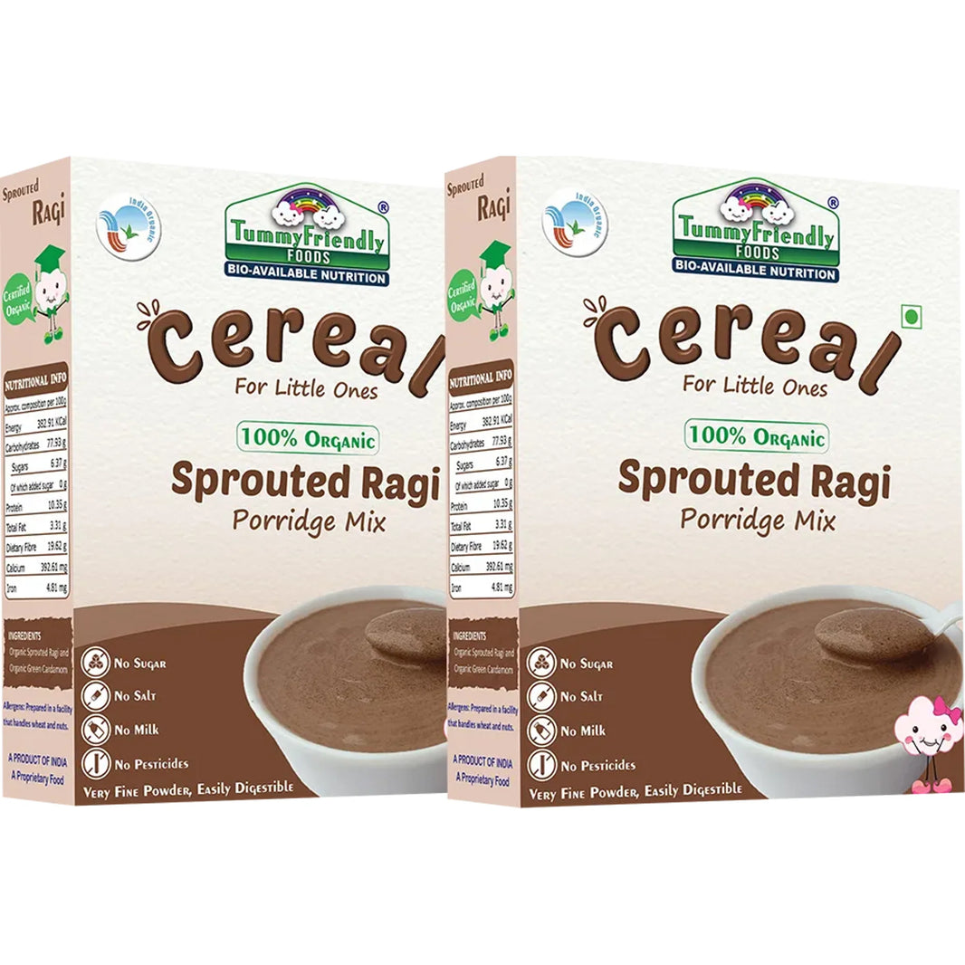 TummyFriendly Foods Certified Organic Sprouted Ragi Porridge Mix  (400 g, Pack of 2) - EarthBased 