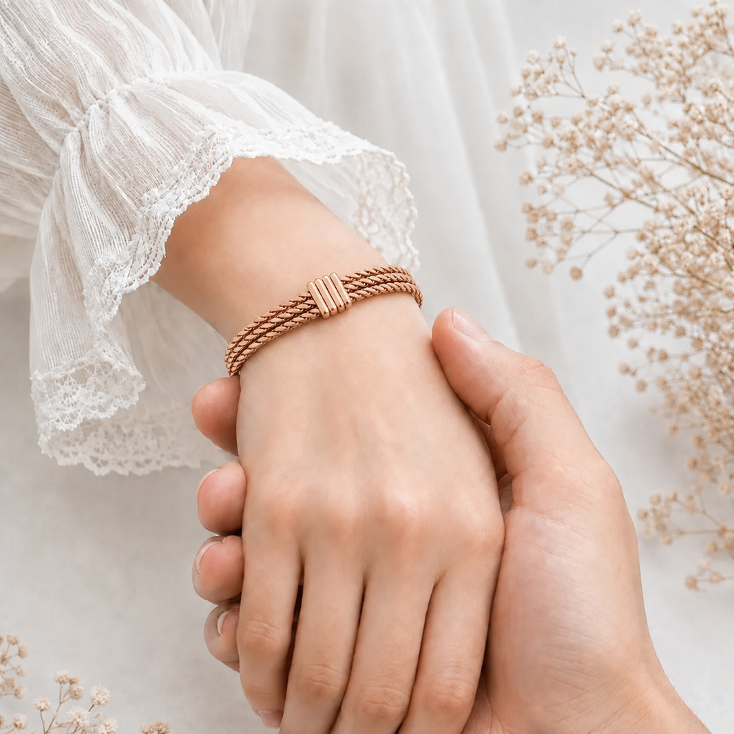 three-Rope Copper Kada for Men & Women – Ayurvedic Copper Bracelet